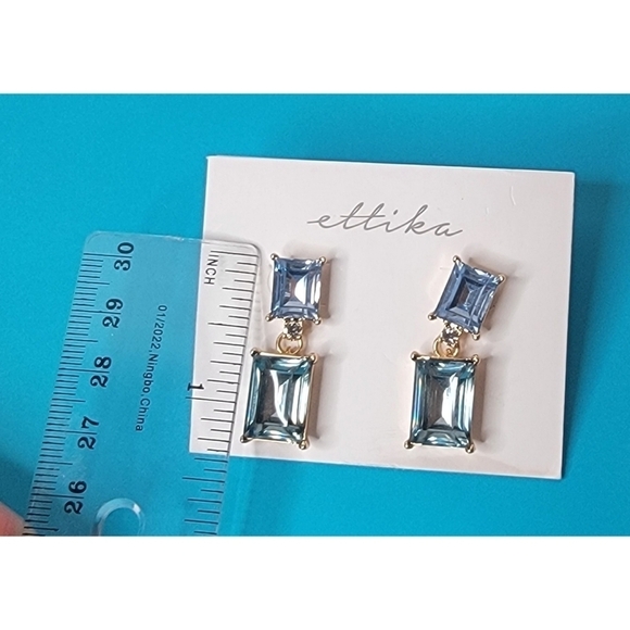 NEW Ettika Blue Stone Dangle Drop Earrings - Picture 8 of 8